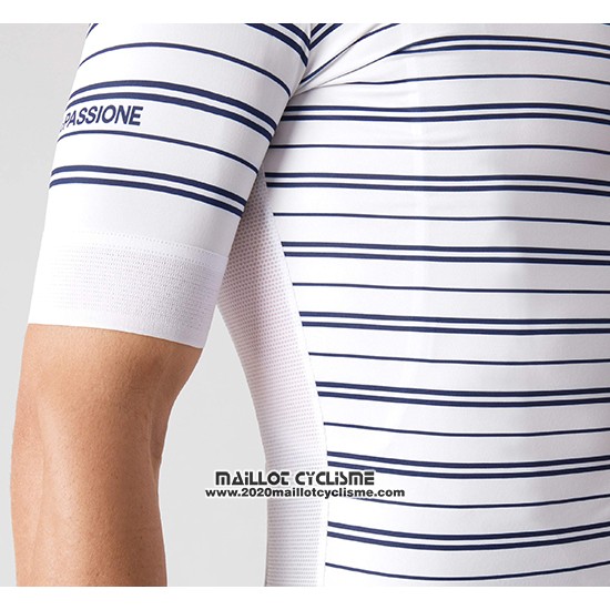 2019 Maillot Ciclismo La Passione Stripe Blanc Manches Courtes et Cuissard
